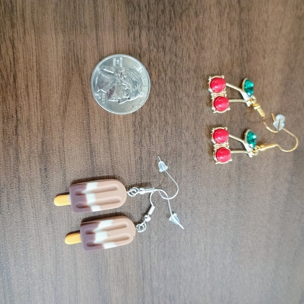 Fun Popsicle and Cherry Earrings Set (2 Pairs)